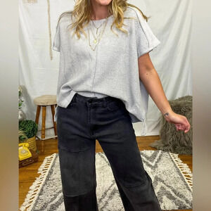 We The Free ~ GREY OVERSIZED RAW STITCH SHIRT/VEST Small